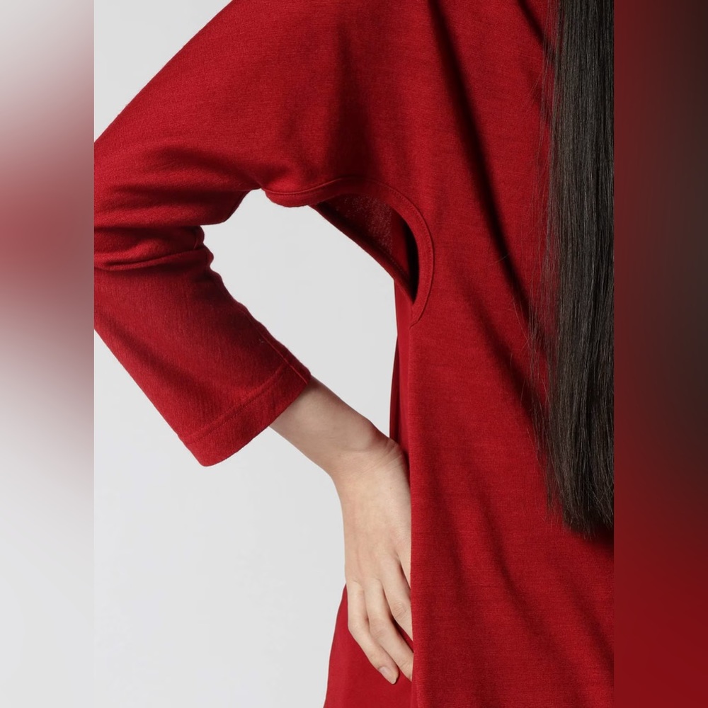 Y’S YOHJI YAMAMOTO Roll Collar Combi Blouse Shirt in Red - Picture 5 of 15